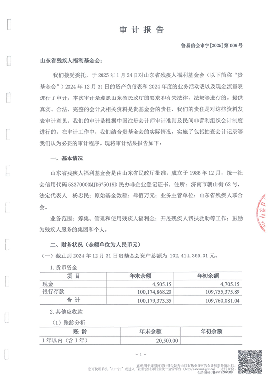 鲁易信会审字[2025]第009号山东省残疾人福利基金会审计报告_01.png